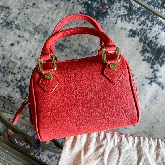 By Far Bag Dora Leather Tote Pebbled Shoulder-Strap Cowhide Miniature Coral NWT - Picture 7 of 11